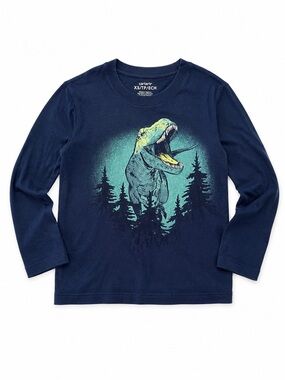 Carter’s Boys Navy T-Rex Dinosaur Long Sleeve Shirt XS